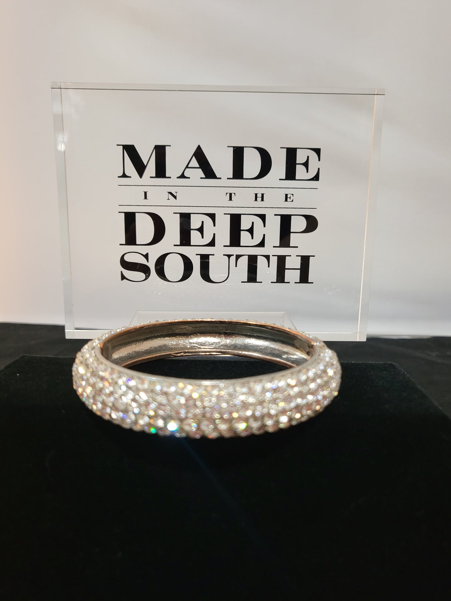 MADE- Clear Rhinestone Hinged Bangle Bracelet