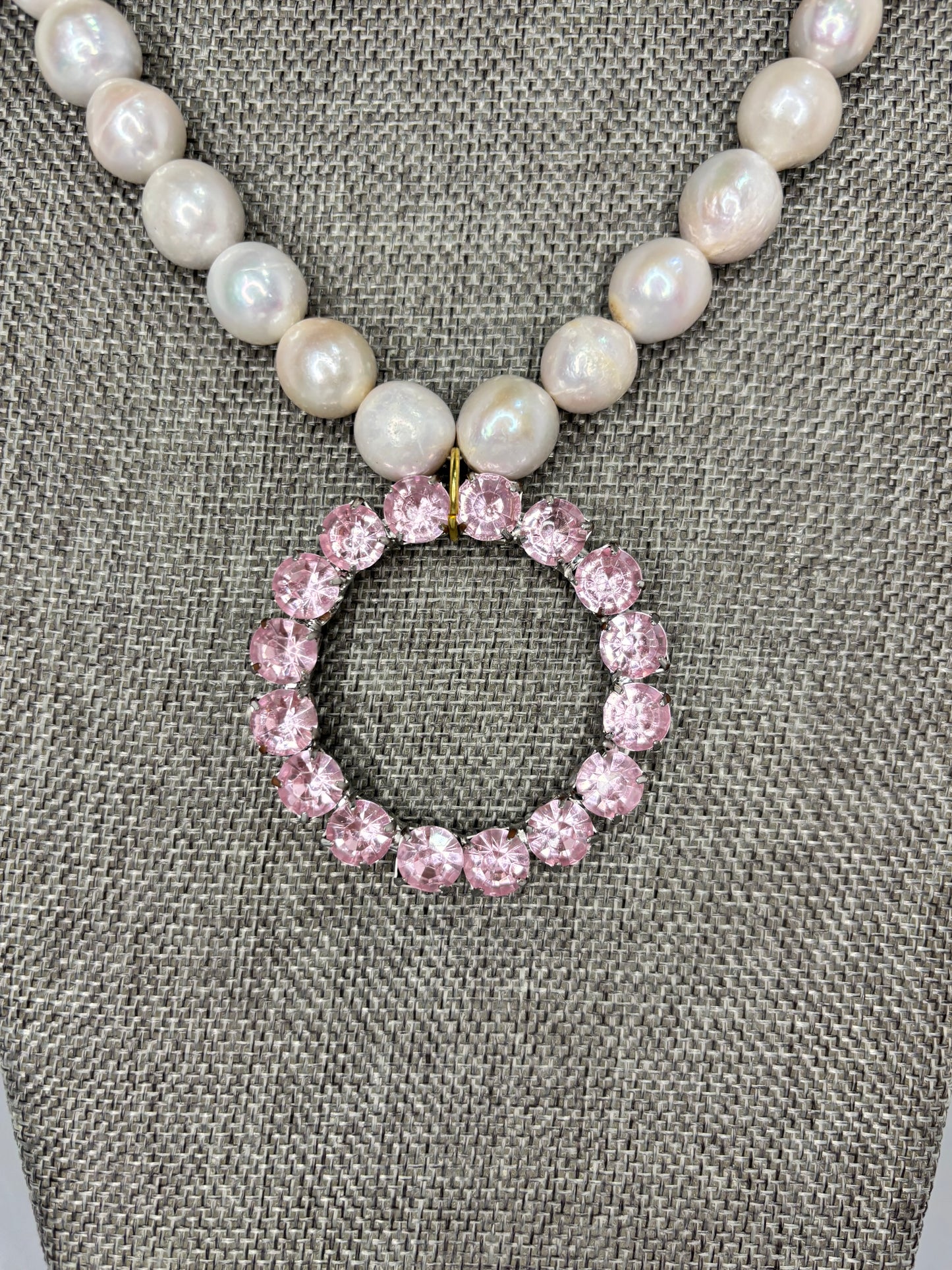 MADE- Pink Rhinestone & Baroque Pearl Necklace