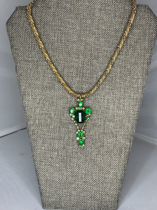 Made green Czech necklace
