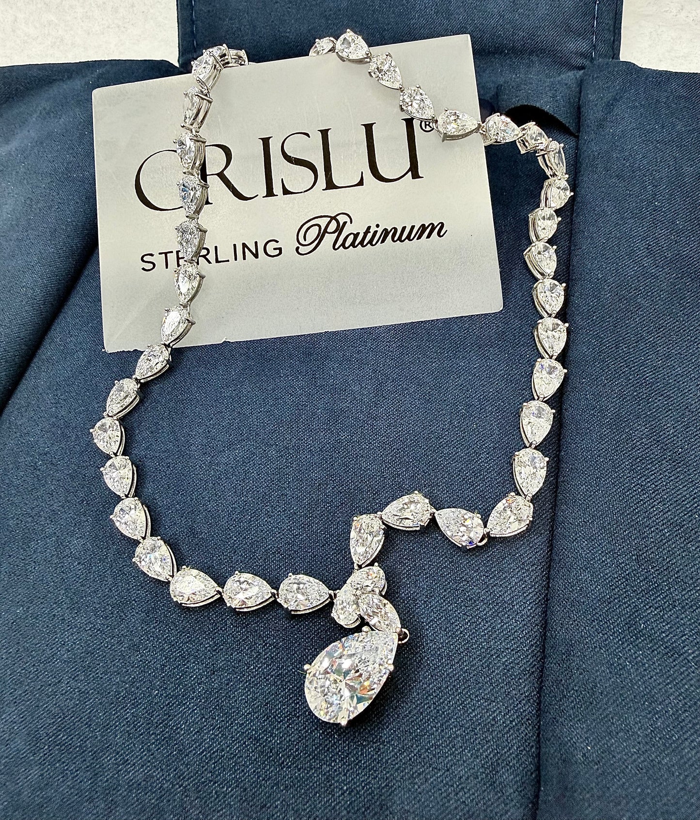 Crislu sterling platinum necklace