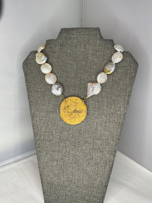 Made French medal necklace