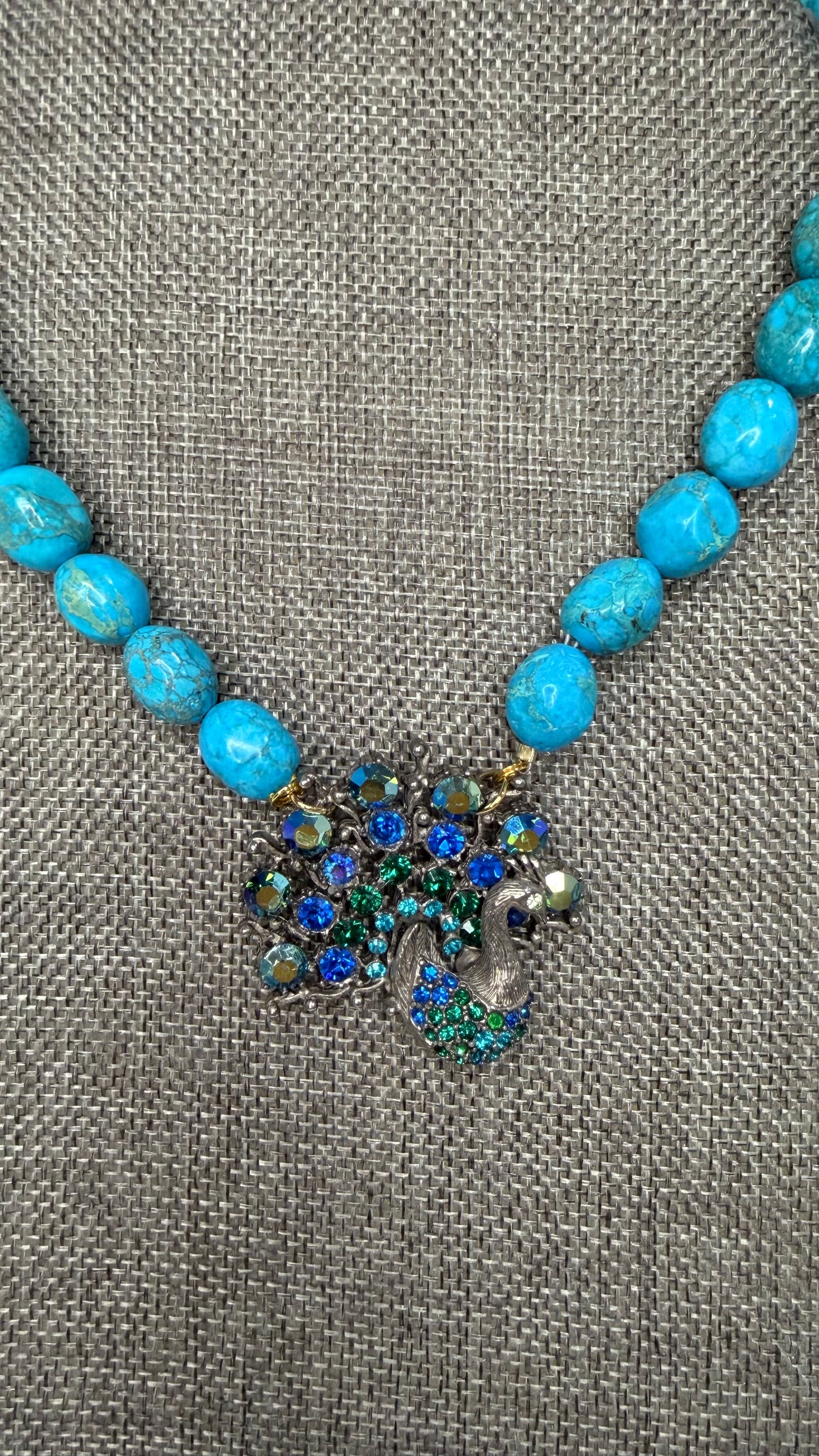 Made- 1950s peacock jasper necklace
