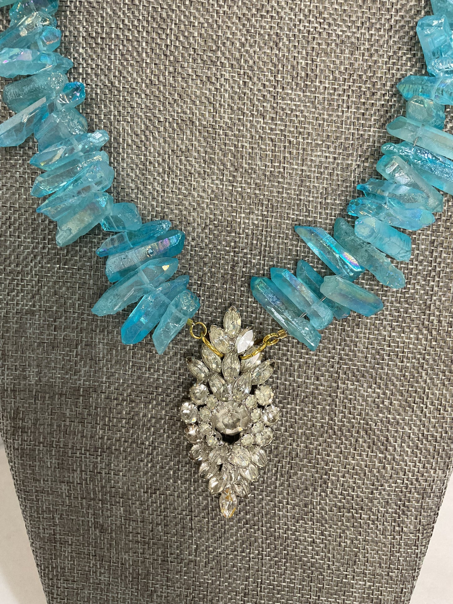Made blue quartz necklace