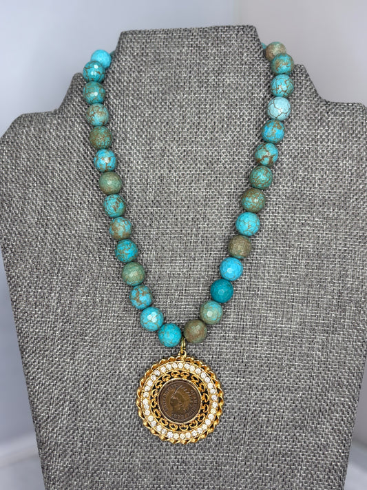 MADE- Coin & Turquoise Necklace
