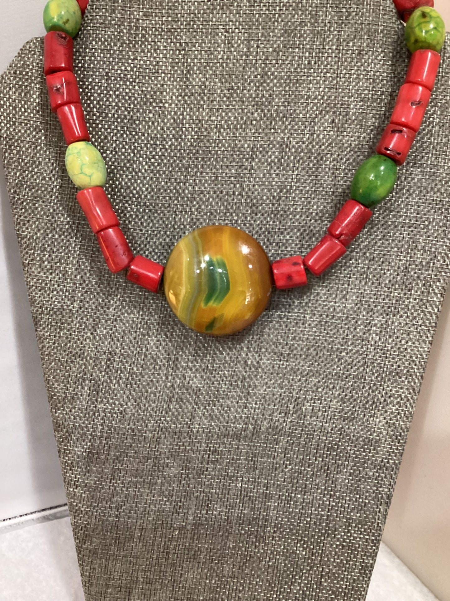 MADE- Coral & Agate Bead Necklace
