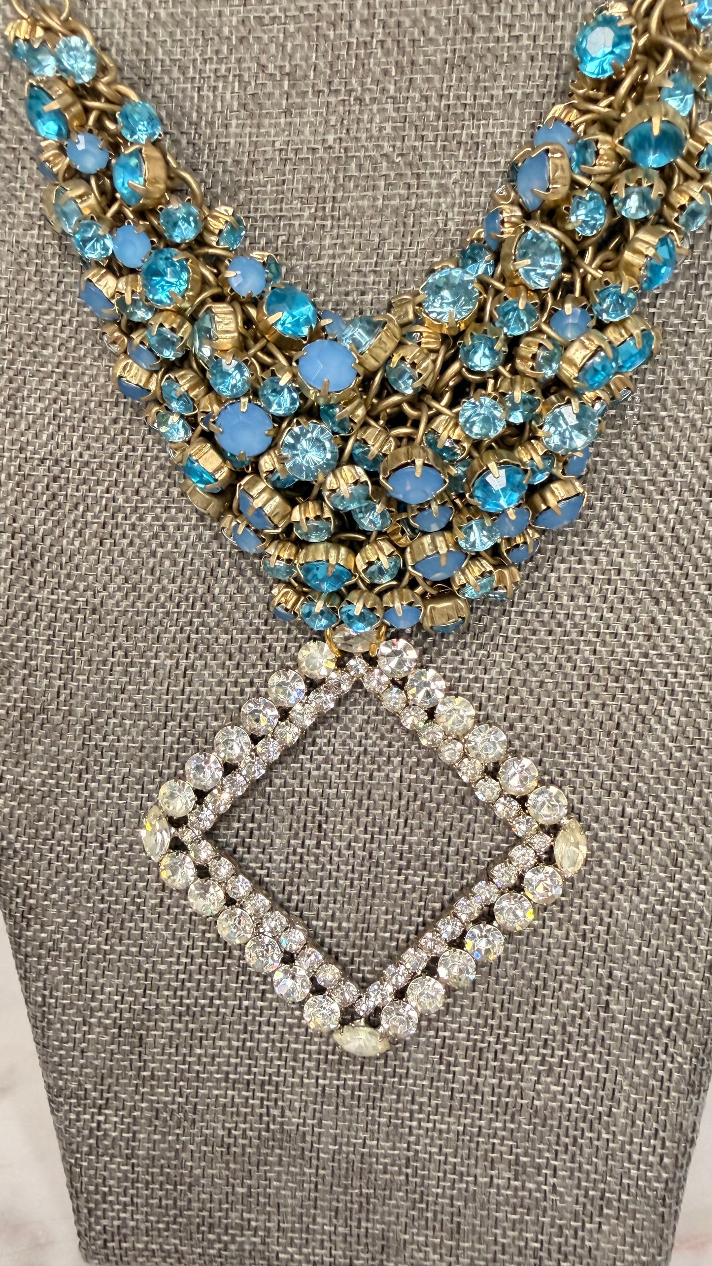 Made blue cluster necklace