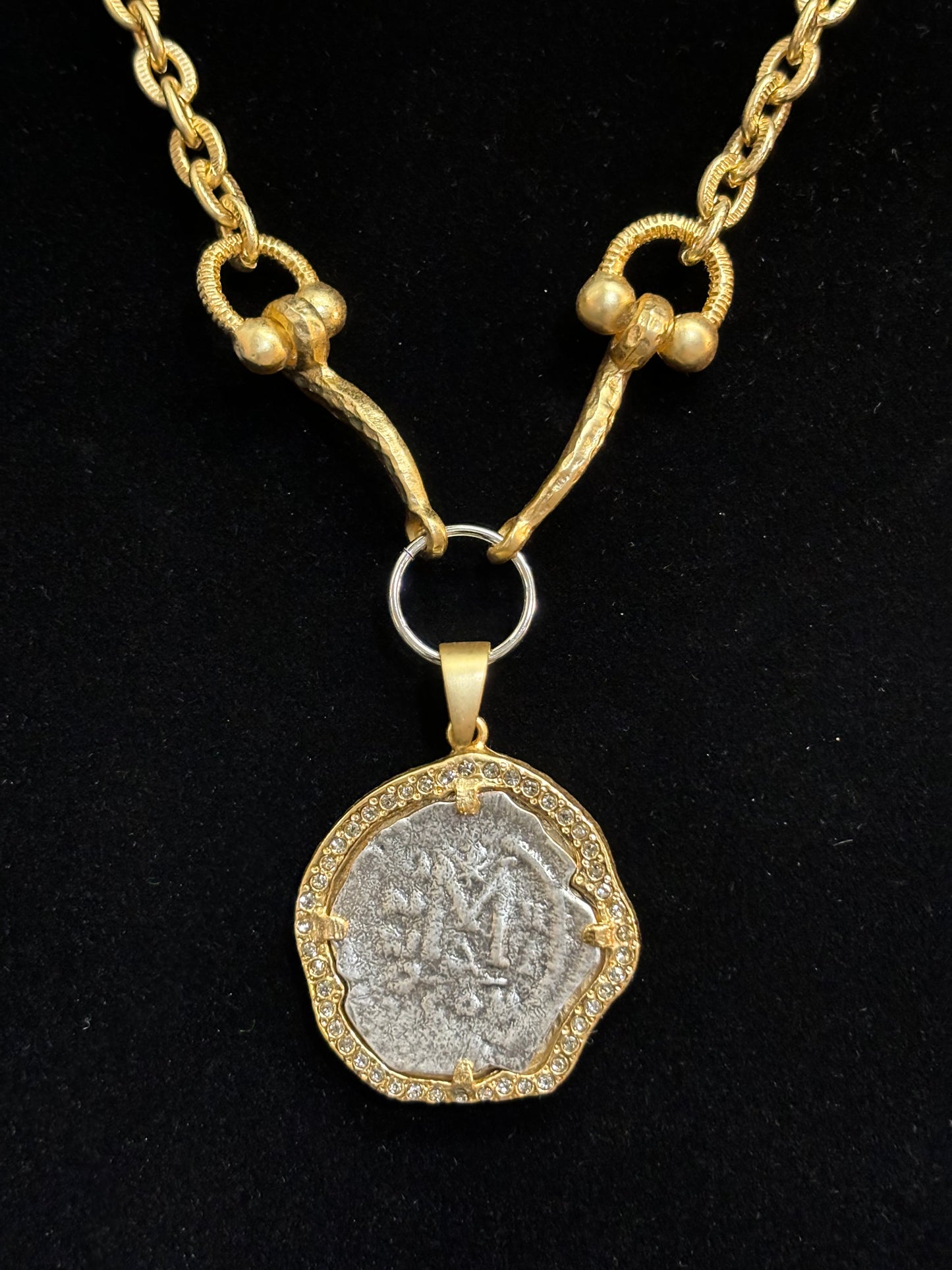 Coin Necklace with Crystals