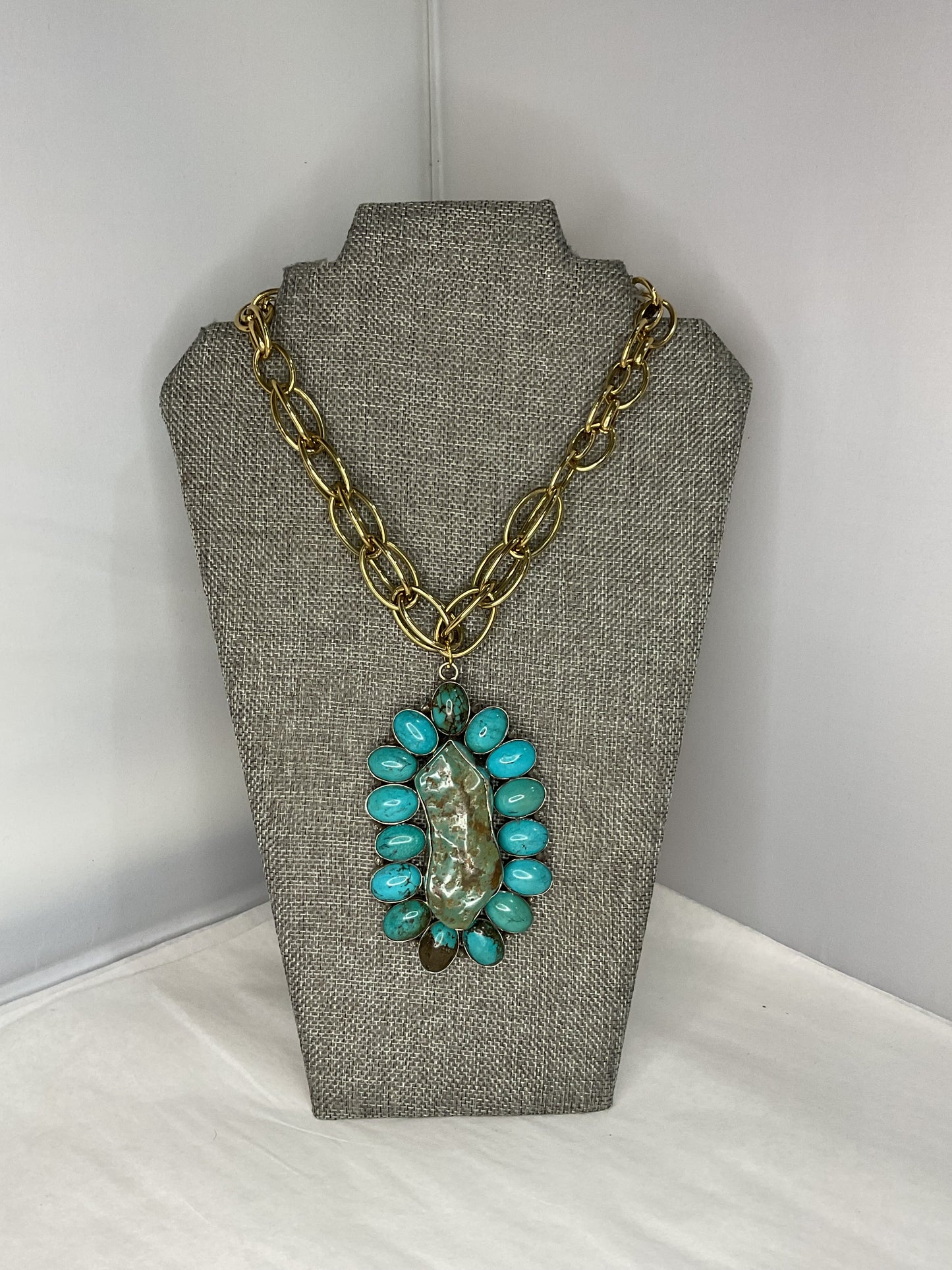 Made turquoise pendant necklace