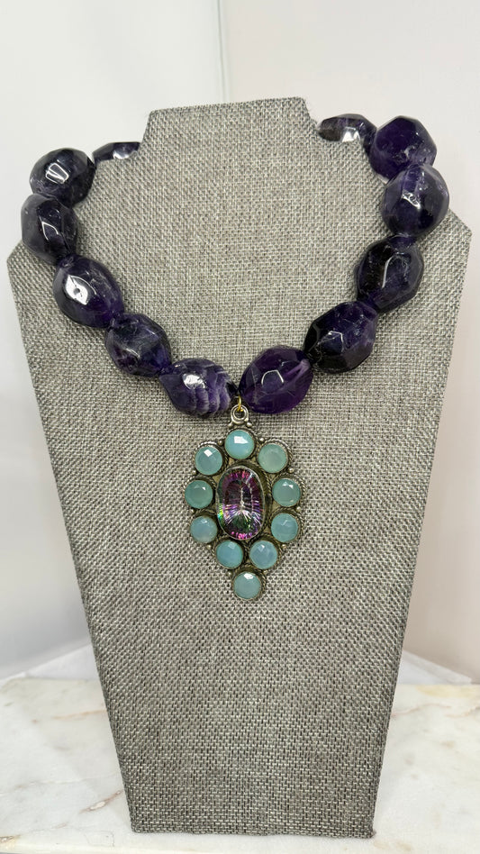 Made Quartz & Chalcedony necklace