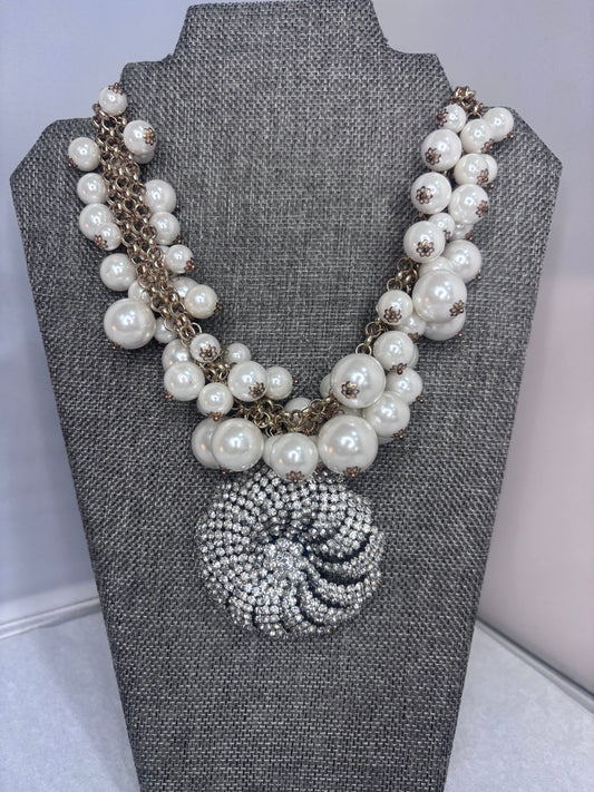 MADE brooch and Pearl necklace