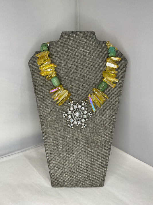Made yellow quartz necklace