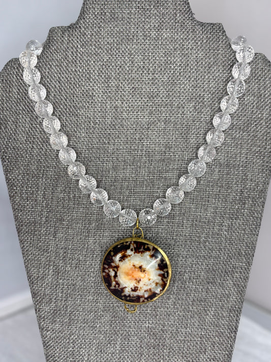 MADE-Shell Coin & Quartz Necklace