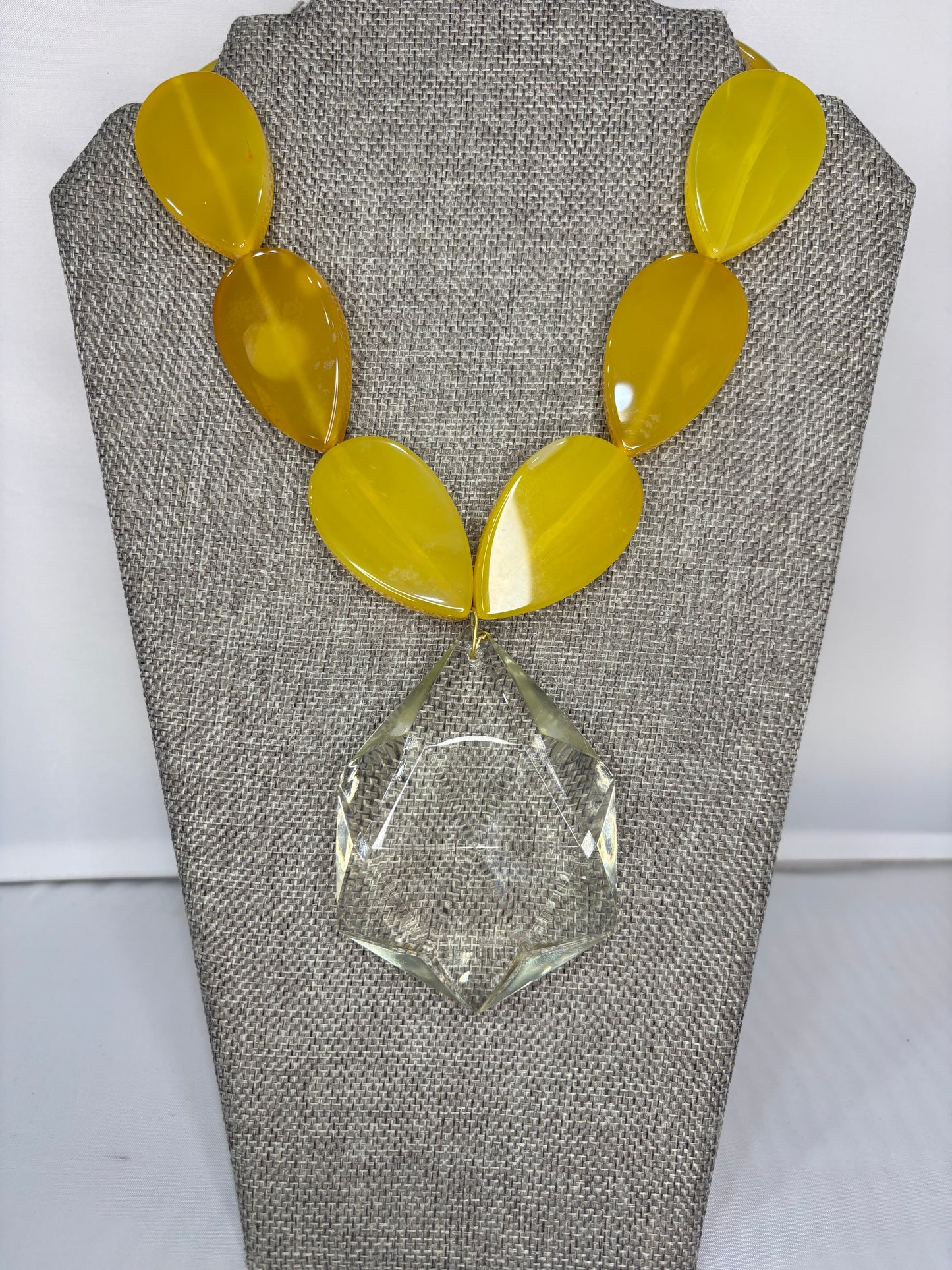 MADE- French Chandelier Crystal & Jade Necklace