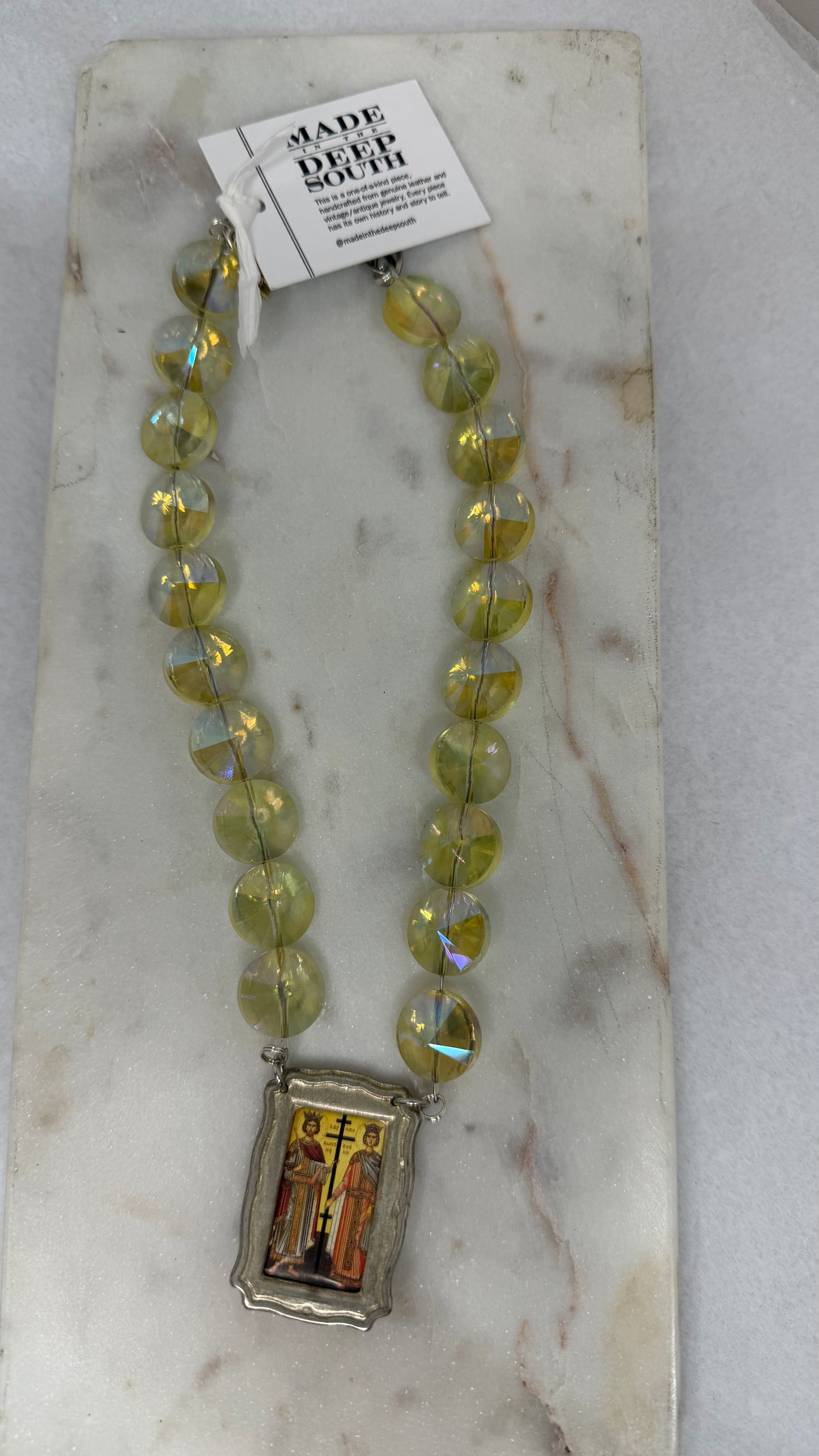 Made Greek religious icon necklace