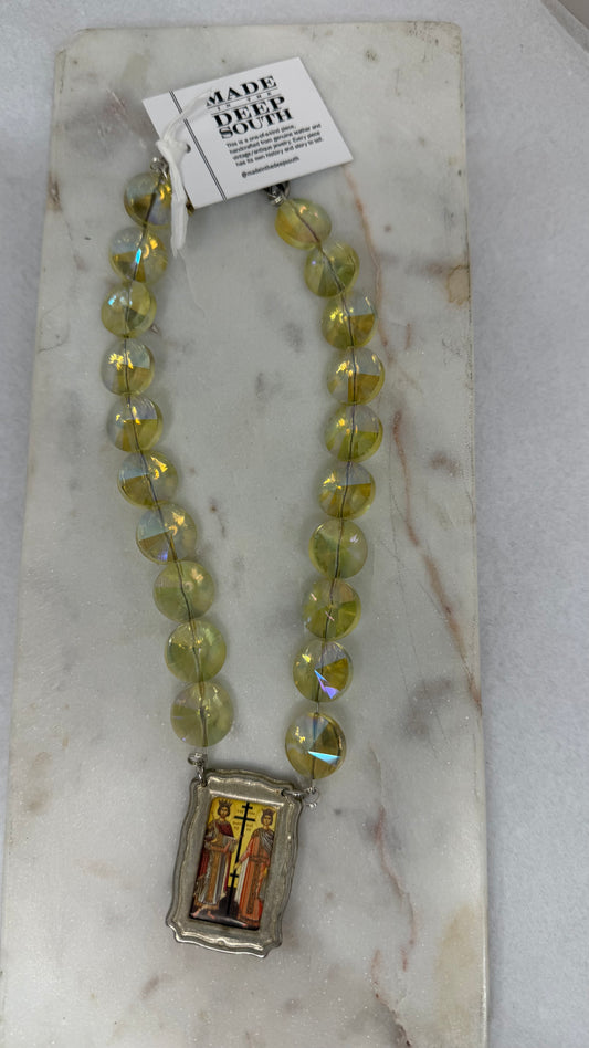 Made Greek religious icon necklace