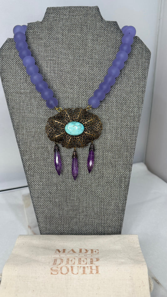 Made chalcedony necklace