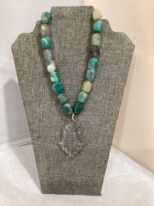 MADE- French Chandelier Crystal & Agate Necklace
