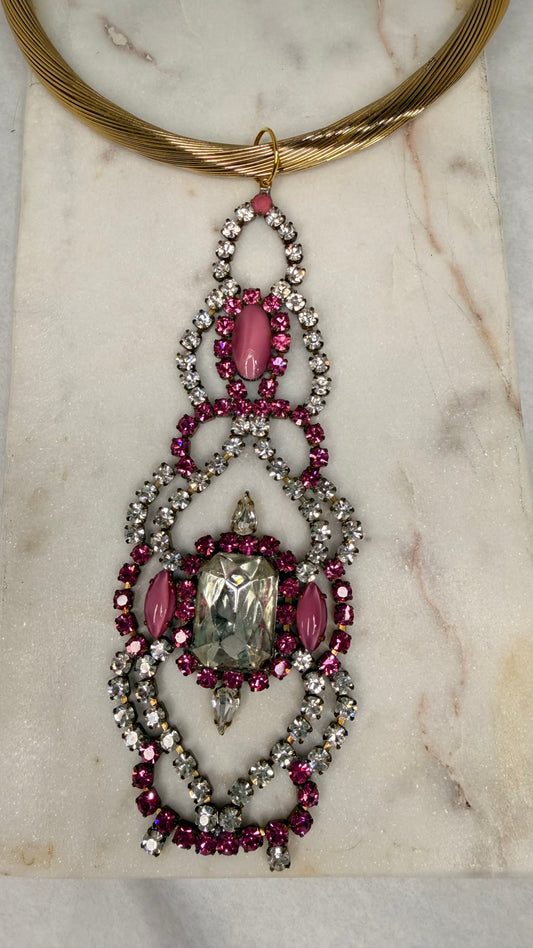 Made pink bracelet necklace