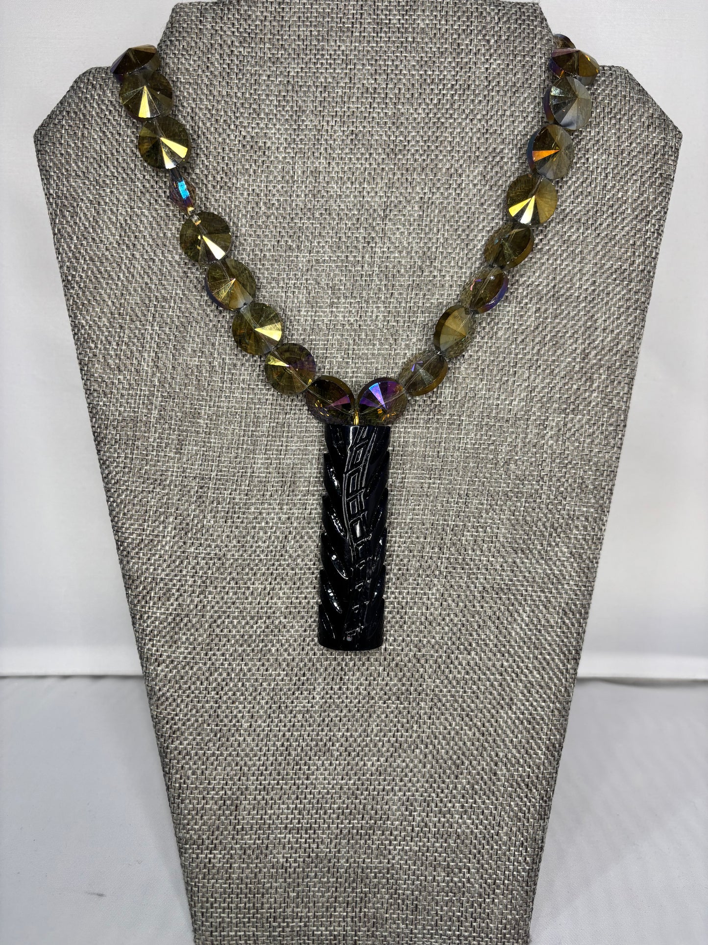 MADE- Navy Brooch & Crystal Necklace