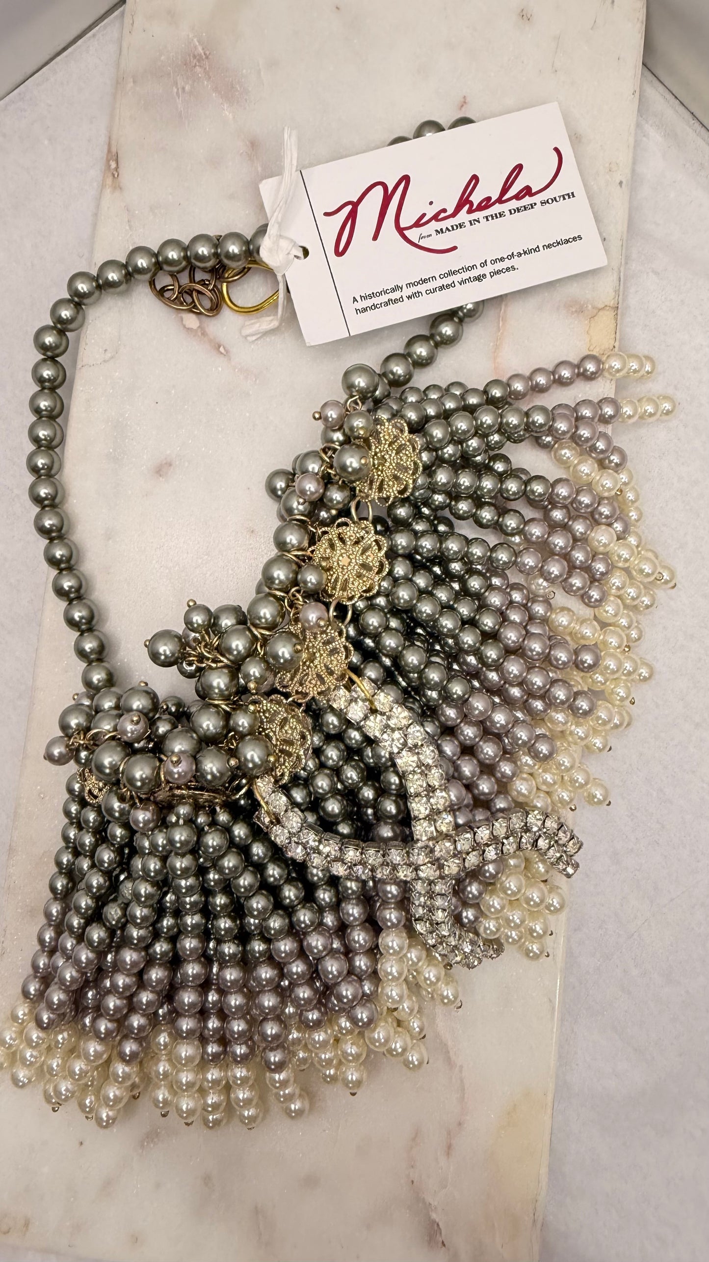 Made bead brooch necklace
