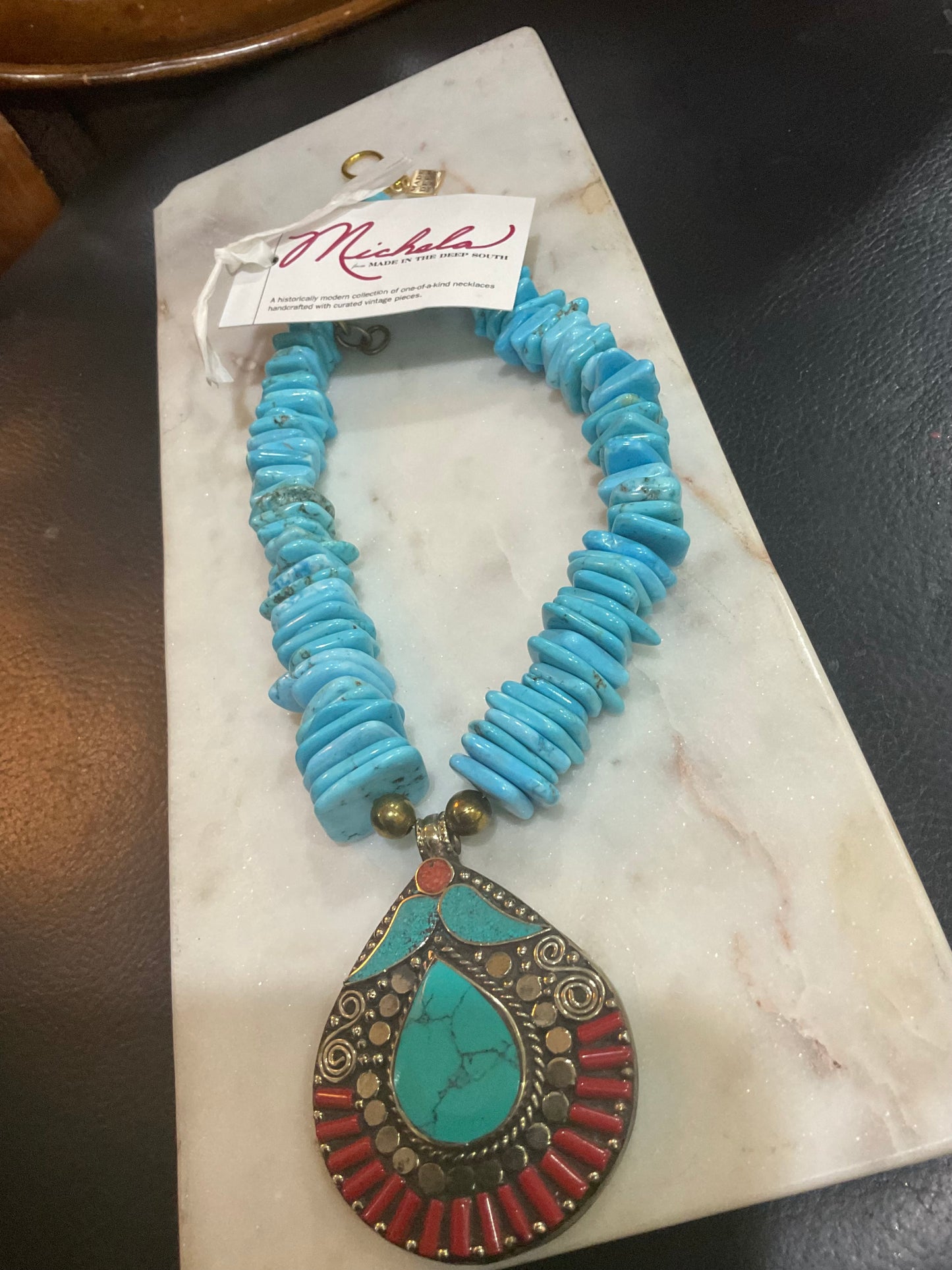 Made turquoise necklace