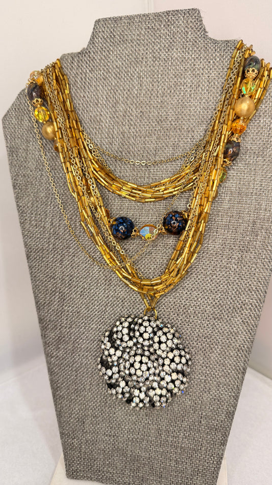 Made 1950s brooch necklace