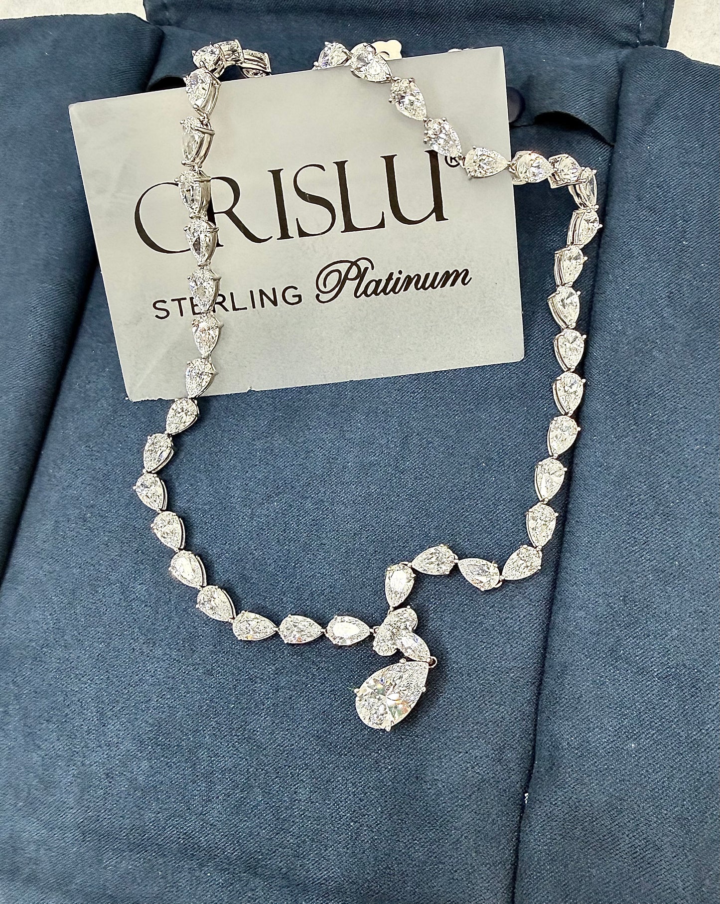 Crislu sterling platinum necklace