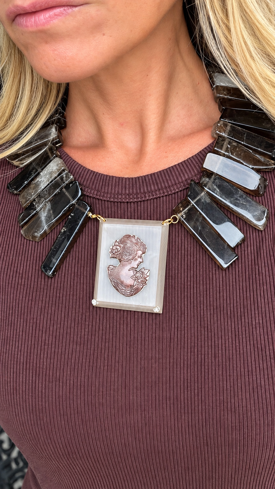 Made cameo necklace