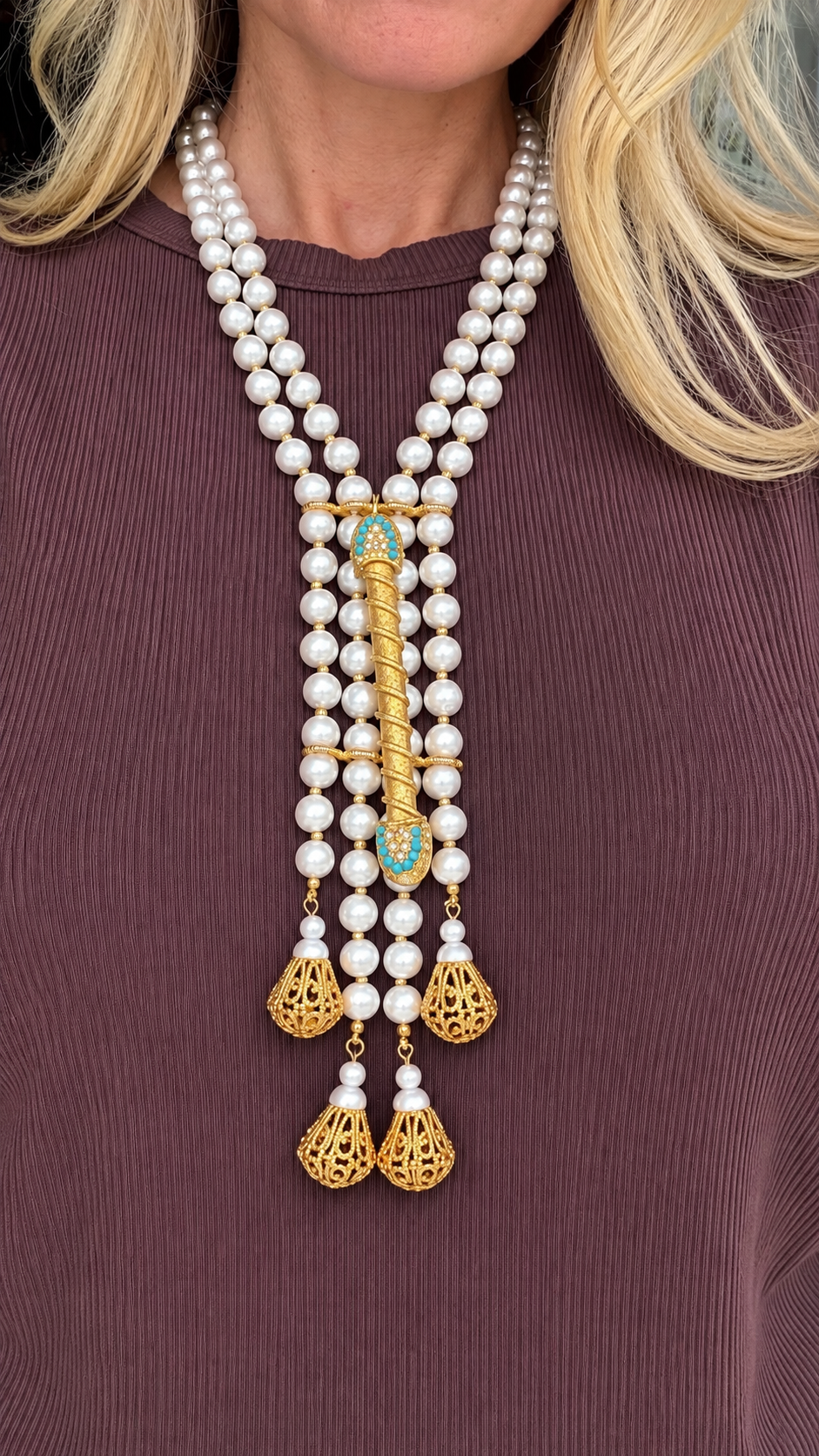Made 1970s bar brooch necklace