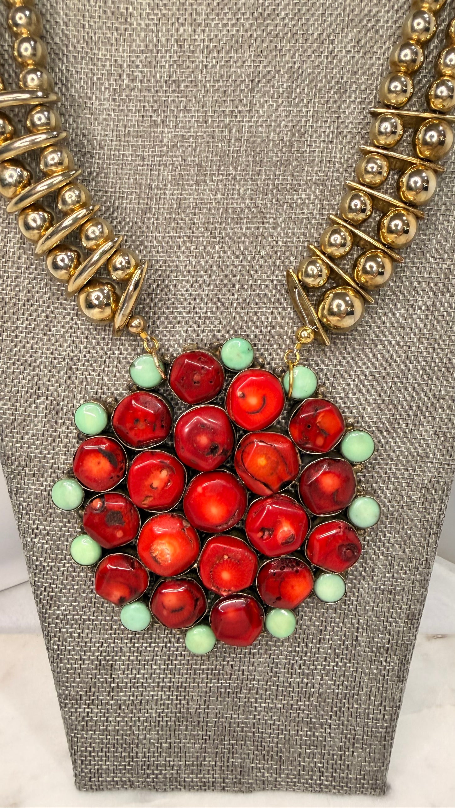 Made Coral & Agate necklace