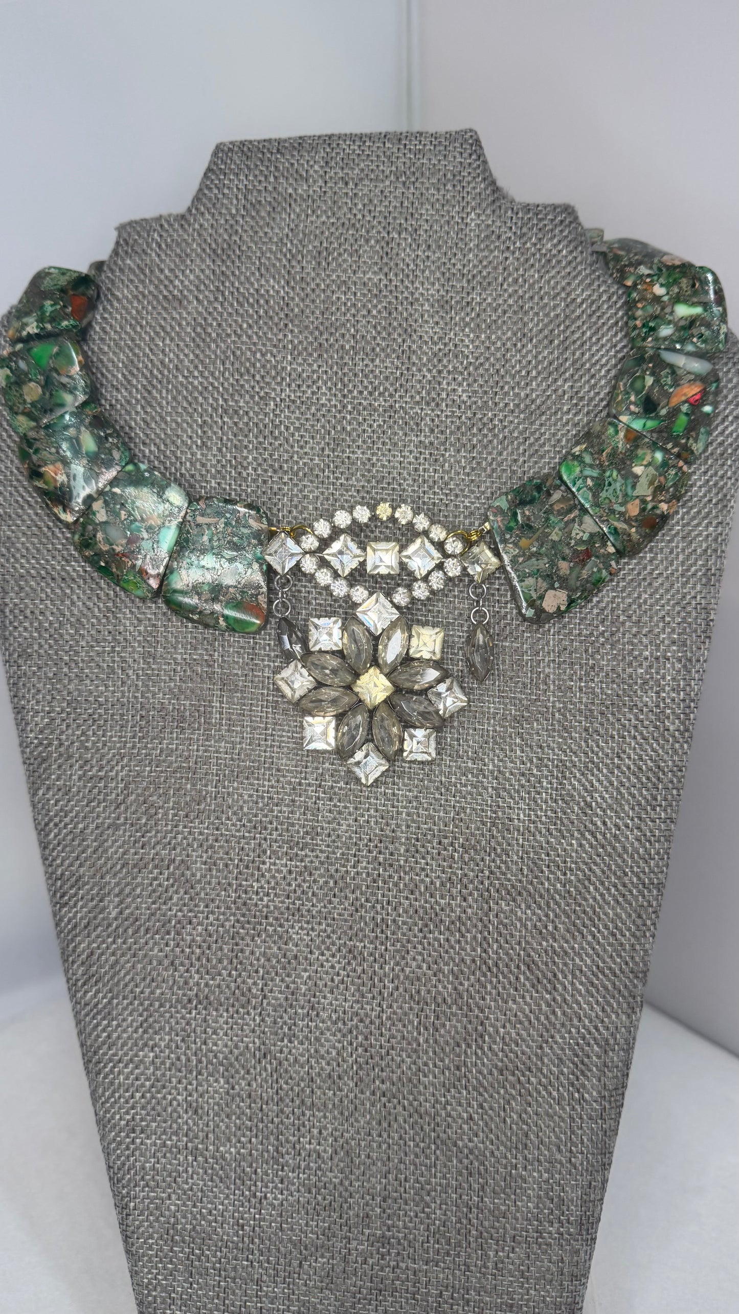 Made- 1960s Jasper camo necklace