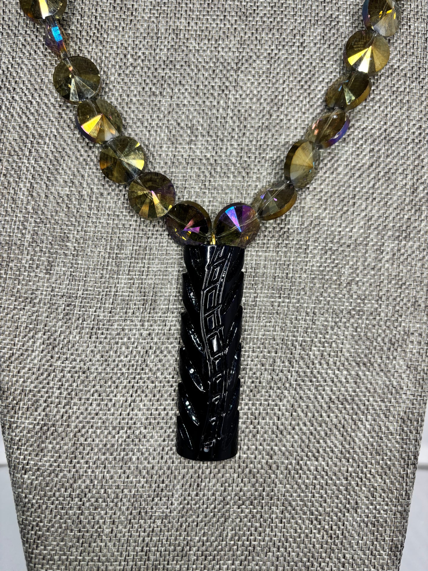 MADE- Navy Brooch & Crystal Necklace