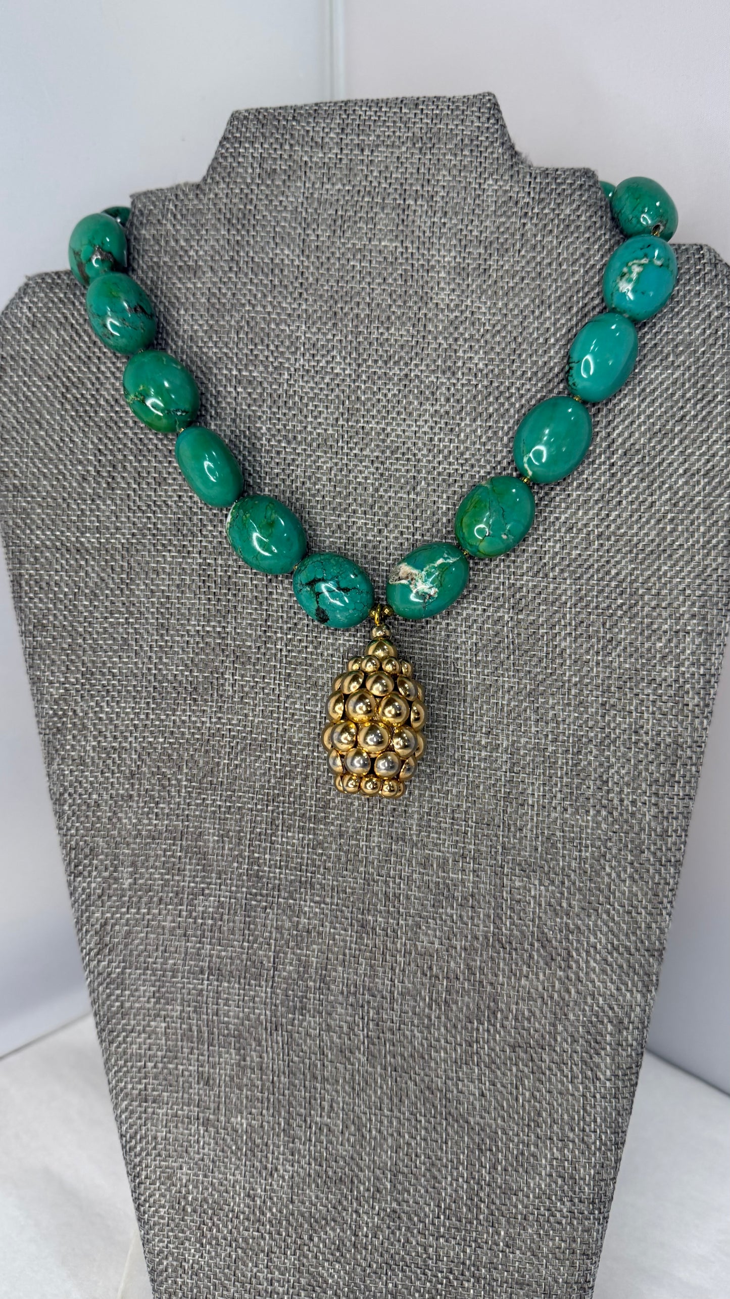 MADE- gold bead turquoise necklace