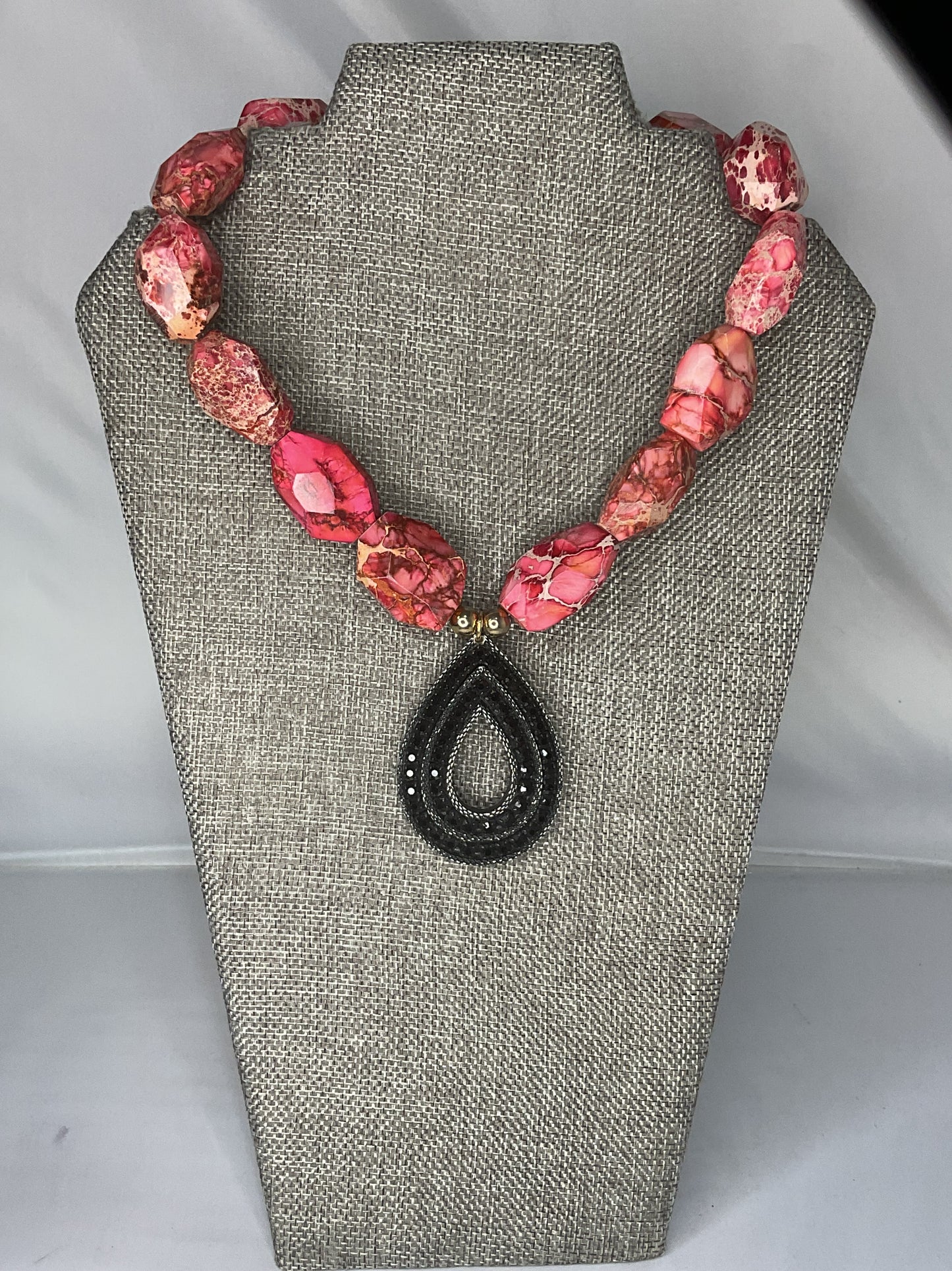 Made pink jasper necklace