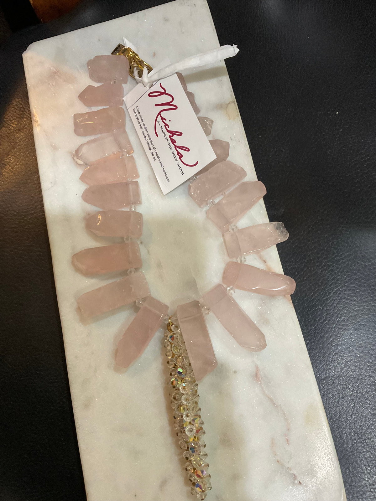 Made aurora bar pin necklace