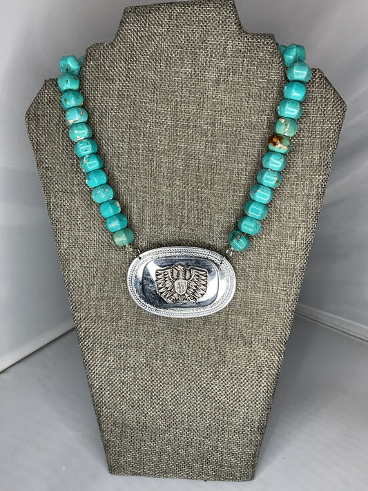 Made belt buckle necklace