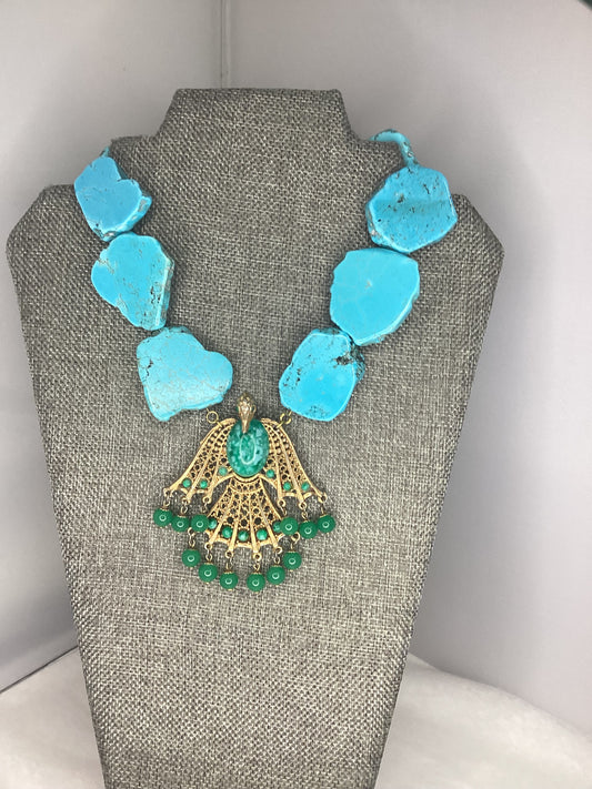 Made phoenix turquoise necklace