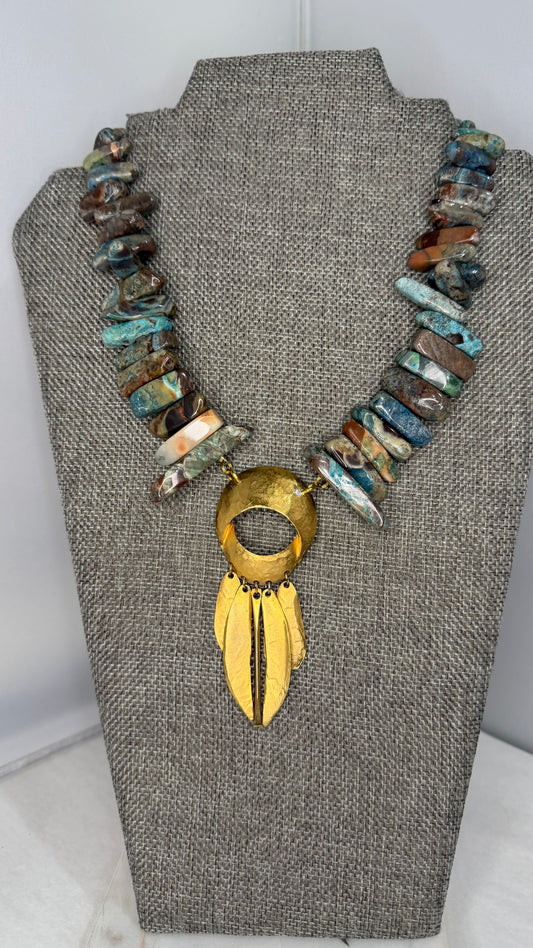 Made- 1970s jasper necklace