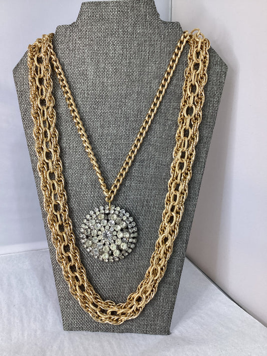 MADE- Crystal Pendant Layered Necklace