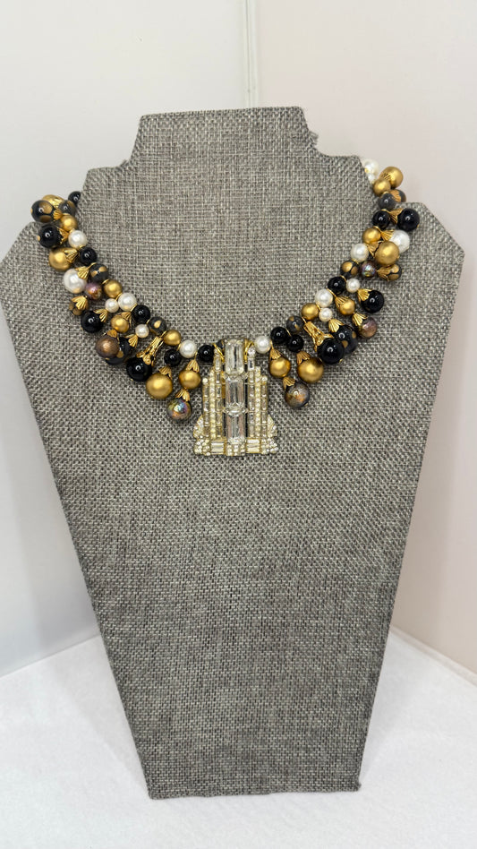 Made black and gold necklace