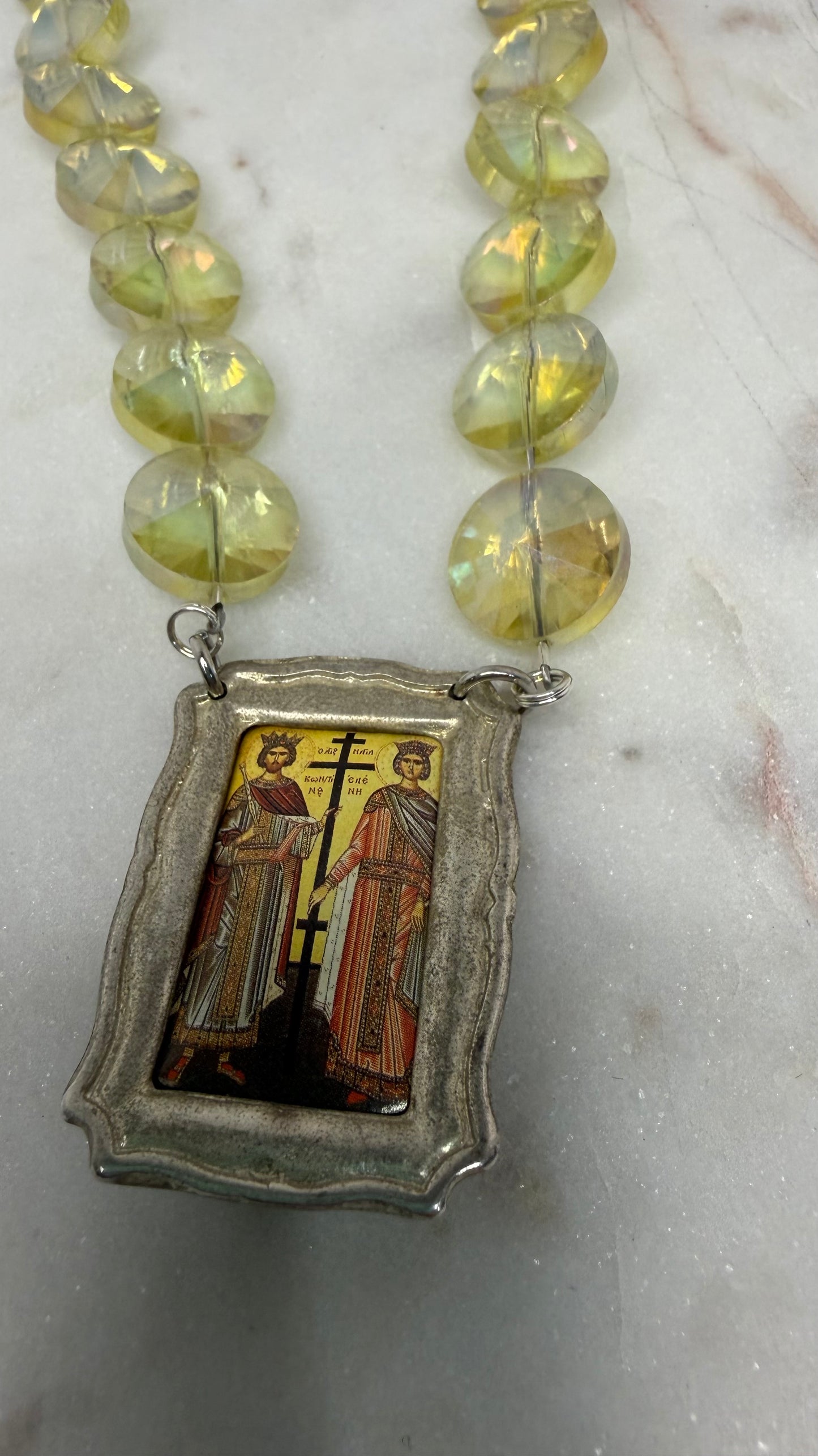 Made Greek religious icon necklace