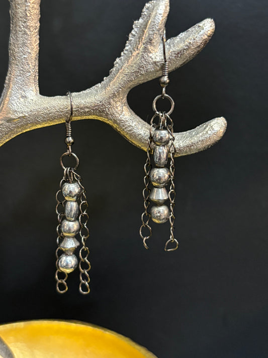 Silver Bead Chain Earrings