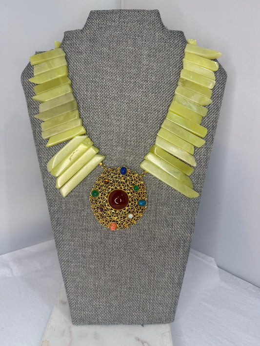 Made yellow Jade necklace