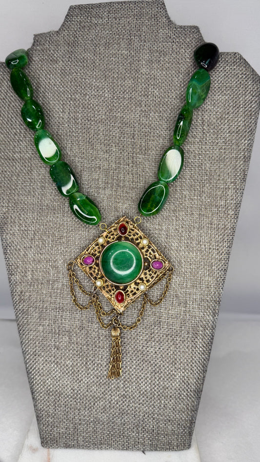 Made- green agate necklace