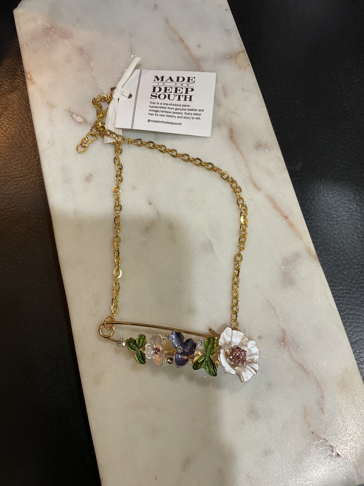Made 1970s brooch necklace