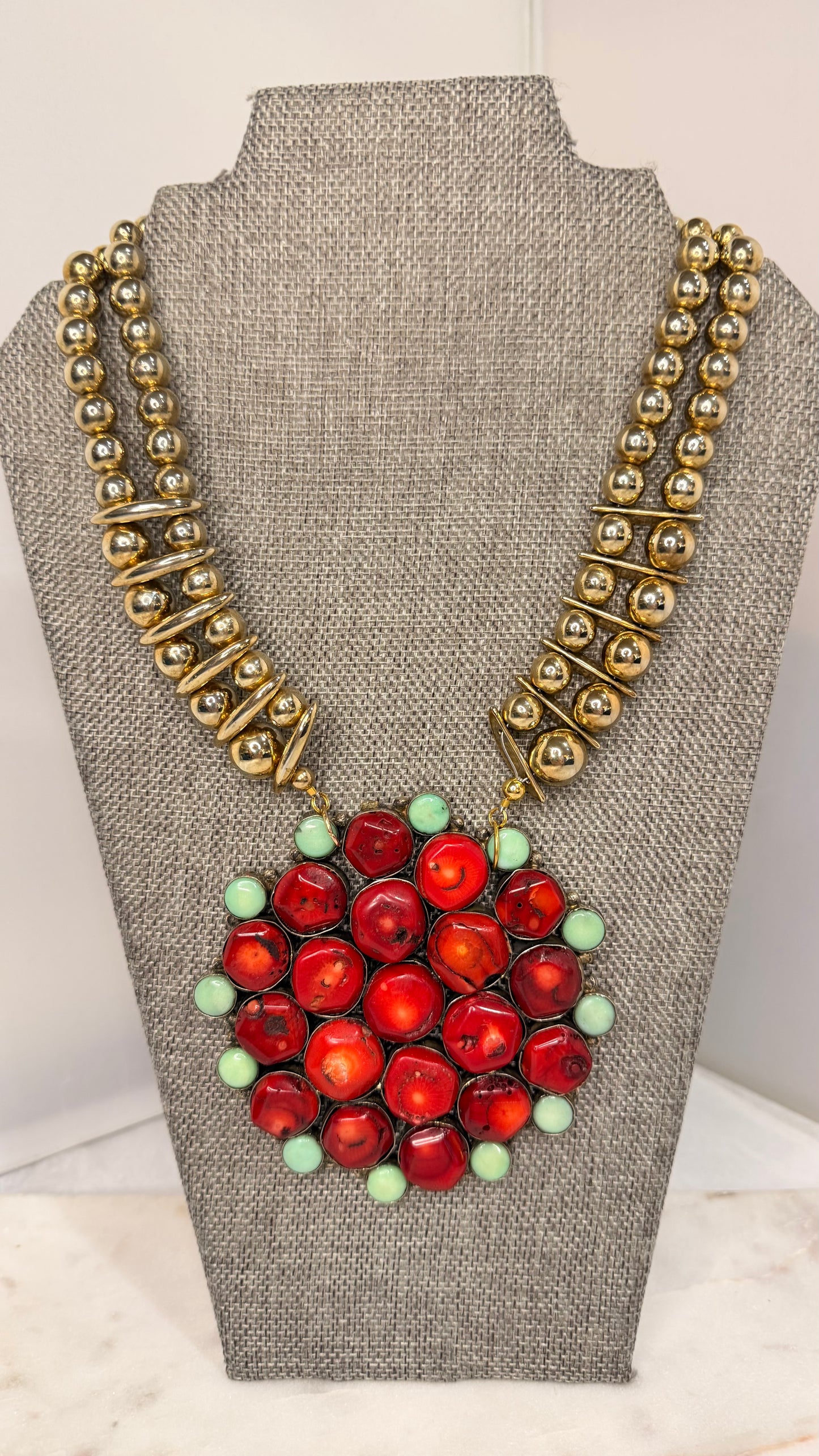 Made Coral & Agate necklace