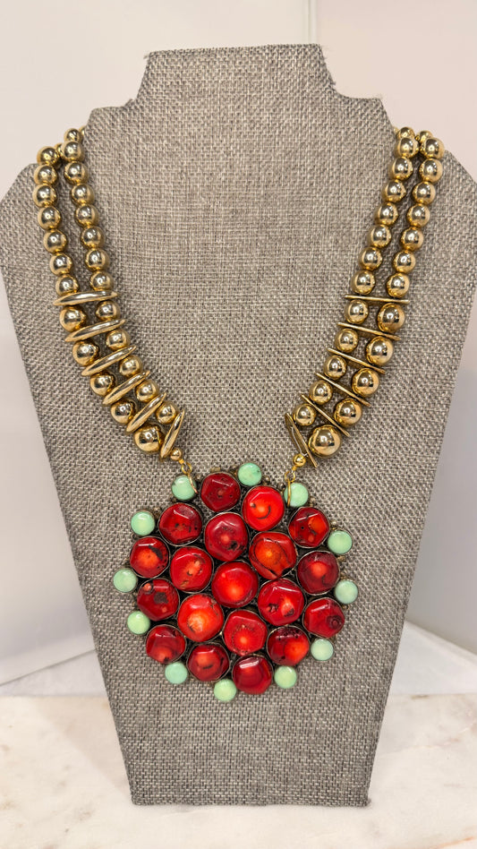Made Coral & Agate necklace