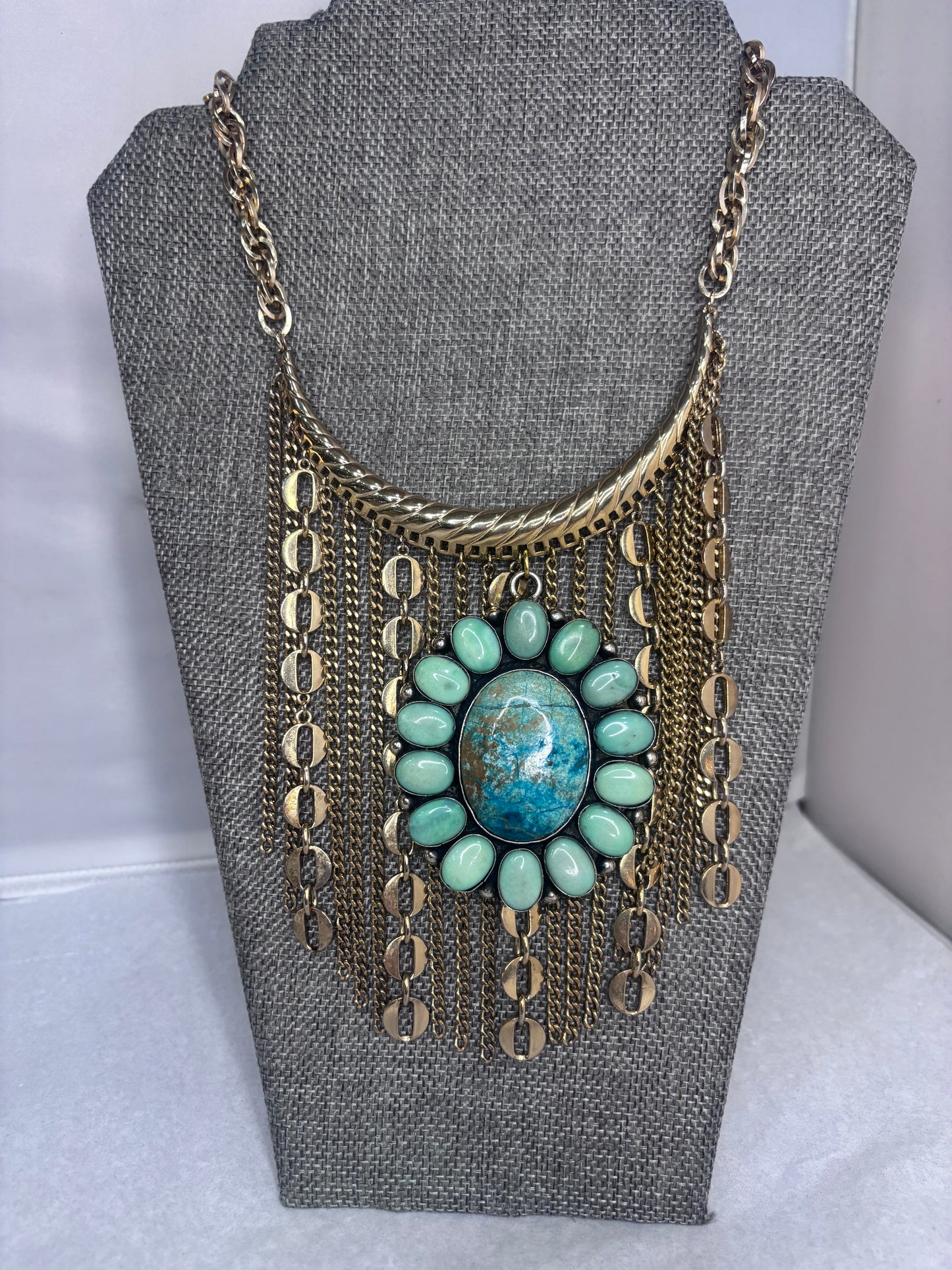 MADE- Turquoise Pendant Gold Necklace
