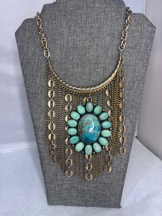 MADE- Turquoise Pendant Gold Necklace