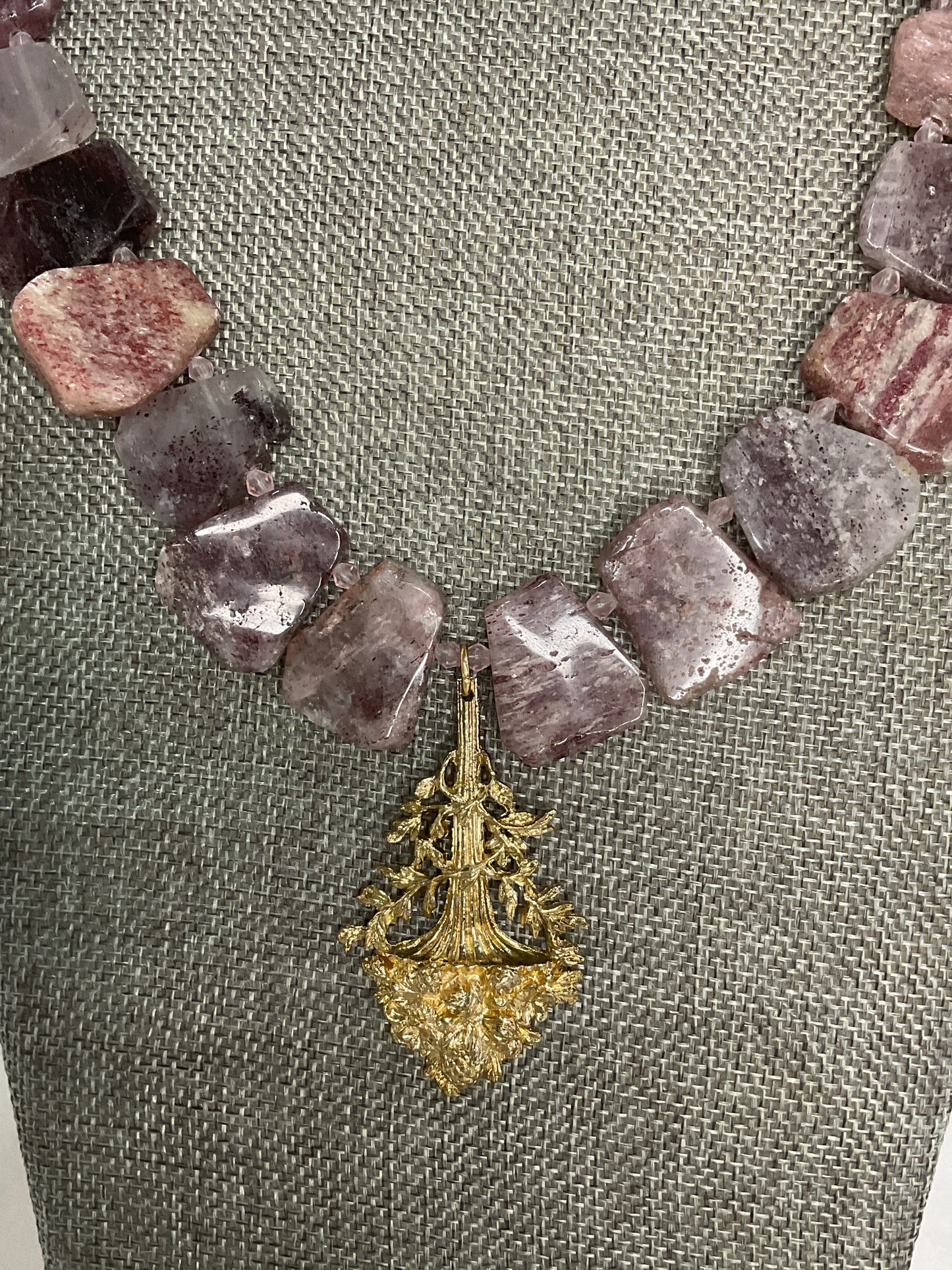 Made strawberry quartz necklace